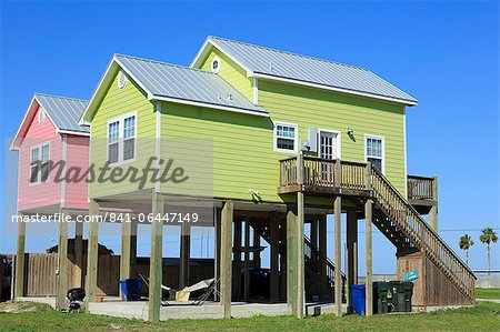 Beach houses in North Beach, Corpus Christi, Texas, United States of America, North America