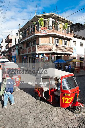 Tuk tuks in Chichicastenango, Guatemala, Central America