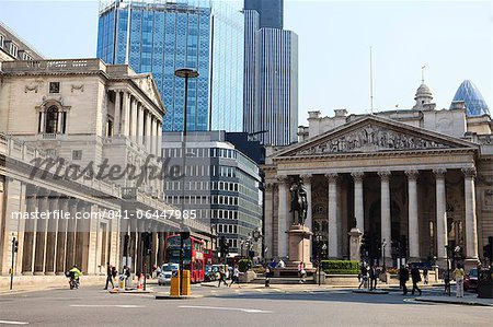 The Bank of England and Royal Exchange, Threadneedle Street, City of London, London, England, United Kingdom, Europe