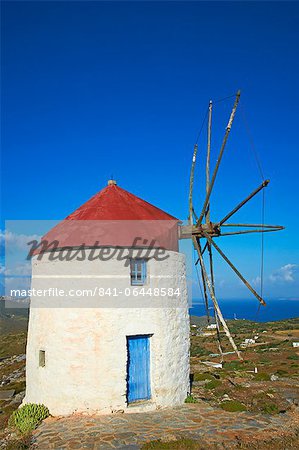 Windmill, Chora, Amorgos, Cyclades, Aegean, Greek Islands, Greece, Europe