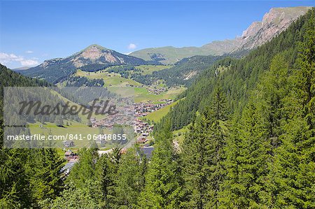 View over town, Selva Gardena, Gardena Valley, Bolzano Province, Trentino-Alto Adige/South Tyrol, Italian Dolomites, Italy, Europe