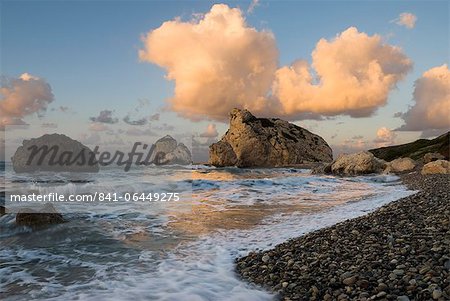 Aphrodite's Rock at sunrise, Paphos, UNESCO World Heritage Site, South Cyprus, Cyprus, Mediterranean, Europe