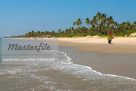 View along beach, Benaulim, Goa, India, Asia