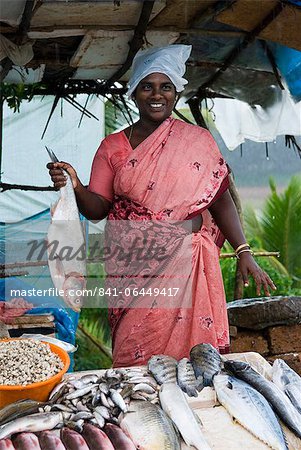 Vendeur de poisson routière, Kerala, Inde, Asie