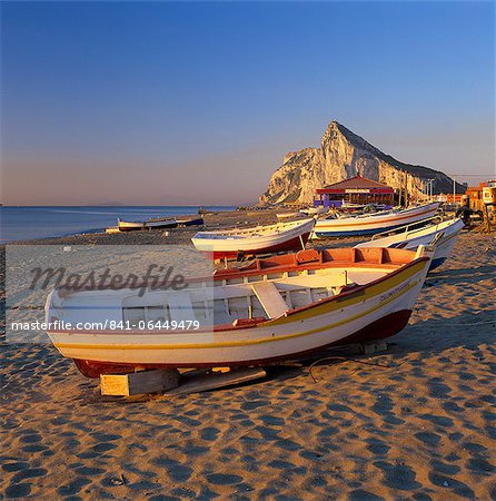 Gibraltar viewed along beach, La Linea, Andalucia, Spain, Mediterranean, Europe