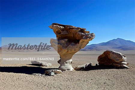 Arbol de Piedra (arbre de Pierre), le vent des roches érodées près de Laguna Colorada, hautes terres du Sud-Ouest, en Bolivie, en Amérique du Sud