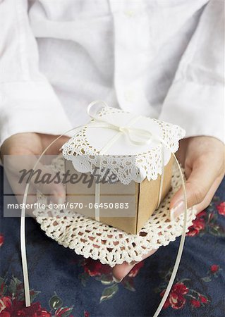 Hände halten eine Geschenk-box Hände halten eine Geschenk-box