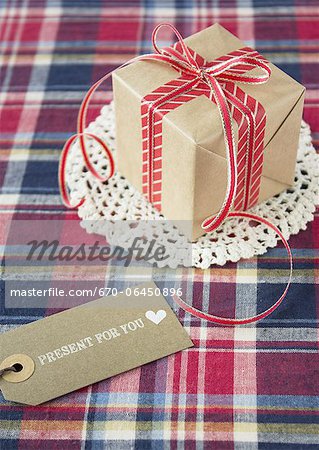 Message card and a gift box Message card and a gift box