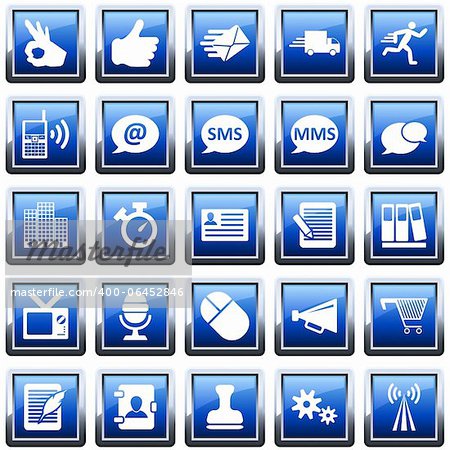 Office and communication icon set. Vector illustration.