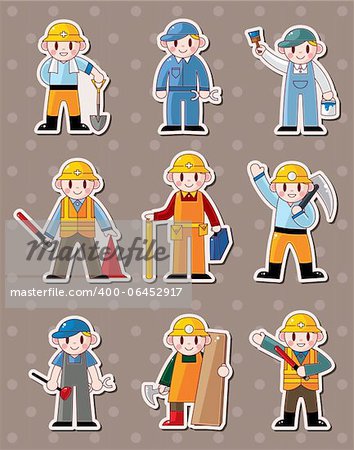 cartoon worker stickers