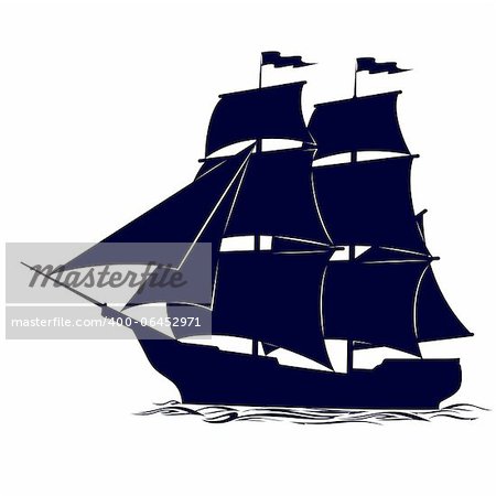 Old sailing ship. Illustration on white background.