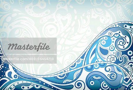 Illustration of Abstract Blue Curve Background.