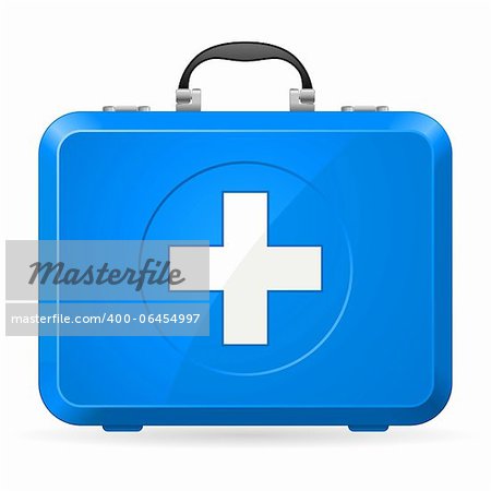 Blue First Aid kit. Illustration on white
