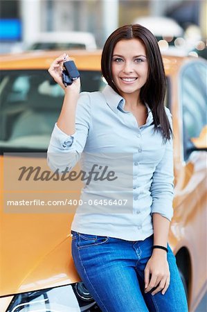 Attractive girl with car keys