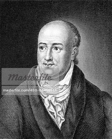Salomon Gessner (1730-1788) on engraving from 1859. Swiss idyll poet, painter and printmaker. Engraved by unknown artist and published in Meyers Konversations-Lexikon, Germany,1859.