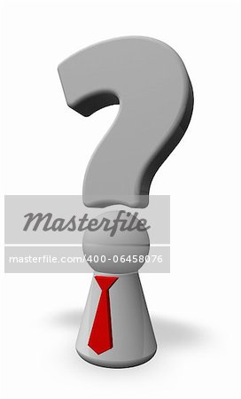 simple character with tie and question marks - 3d illustration