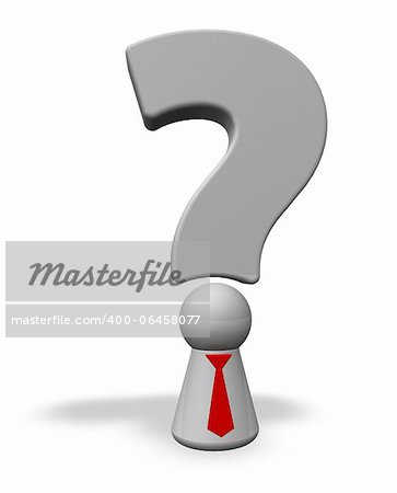 simple character with tie and question mark - 3d illustration