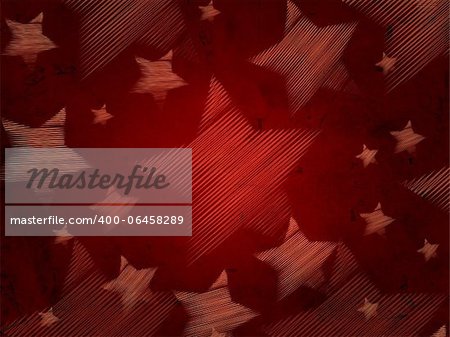 abstract red background with illustrated stars, retro christmas card