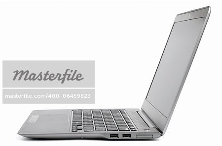 modern laptop with blank screen isolated on white