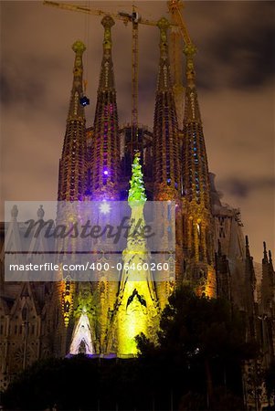 Multi media show light's up Gaudi's Sagrada Familia in Barcelona