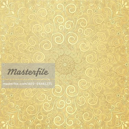 Old yellow paper with round gold lacy pattern