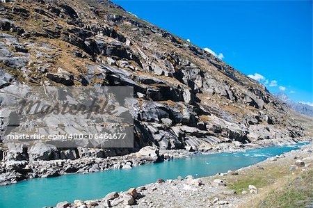 Water melt from himalaya range, route from Manali to Leh, India