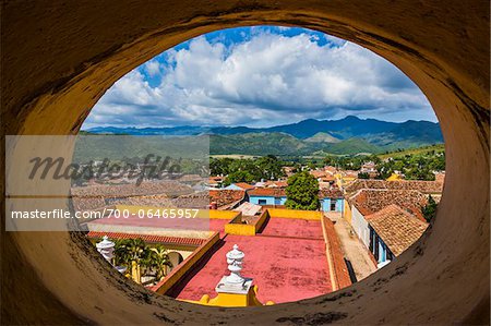 View of City Through Round Window from the Museo de la Lucha Contra Bandidos, Trinidad, Cuba