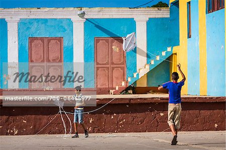 Two Boys Flying Kites, Trinidad, Cuba