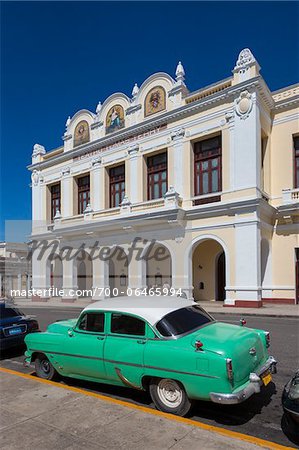Teatro Tomas Terry and Classic Car, Cienfuegos, Cuba Teatro Tomas Terry and Classic Car, Cienfuegos, Cuba