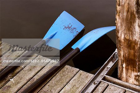 Paddles on a jetty, Sweden.