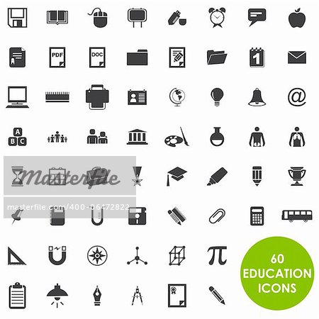 60 Education icons basics vector