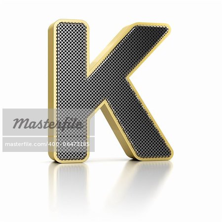 The letter K as a perforated metal object over white