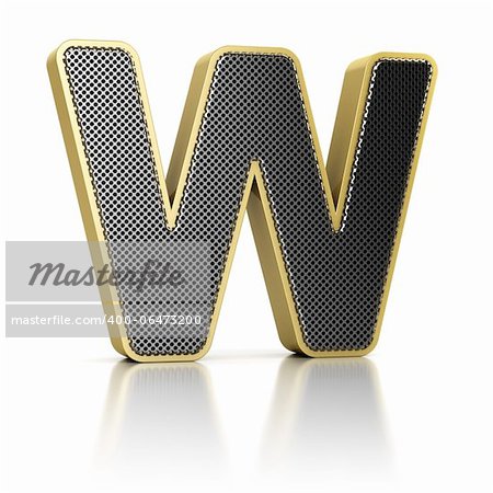 The letter W as a perforated metal object over white