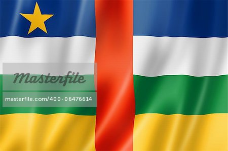 Central Africa flag, three dimensional render, satin texture