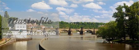 Panorama of the Charles bridge in PRague