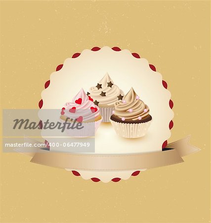 cupcake card in vintage style a retro 1