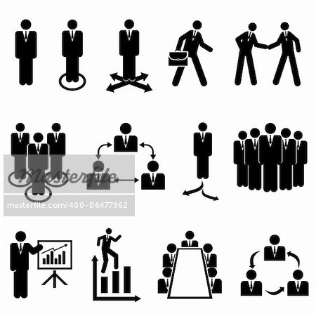 Businessmen, teams and teamwork icons