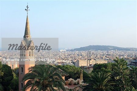 View of Barcelona from Park Guell, Spain