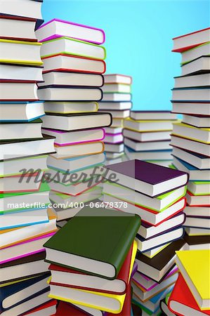 High quality 3d image of big piles of books