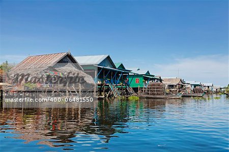 Floating fishing village Kampong Phluk on Tonle Sap Lake in Cambodia