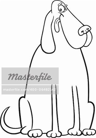 Cartoon Illustration of Funny Big Dog for Coloring Book or Coloring Page