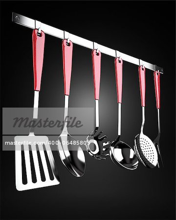 A set of kitchen tools, stainless steel