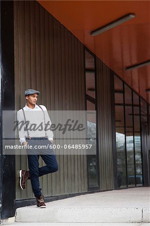 Portrait of Man Leaning Against Wall, Mannheim, Baden-Wurttemberg, Germany