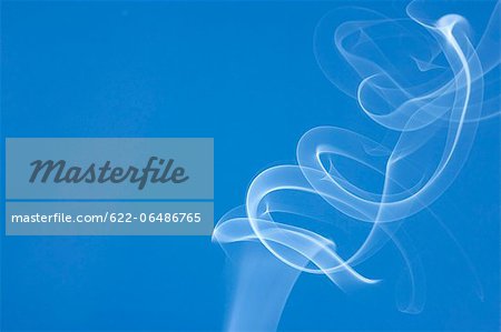 White smoke on blue background