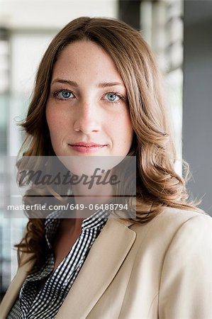 Businesswoman smiling in office