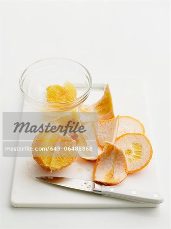 Plate of peeled grapefruit