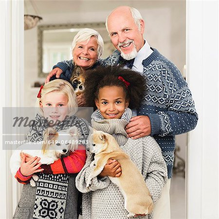 Family posing for Christmas picture