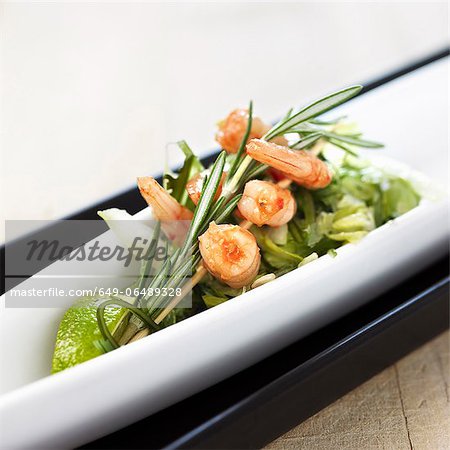 Plate of shrimp and salad