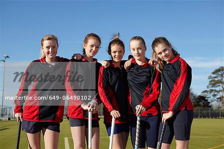 Lacrosse team smiling together