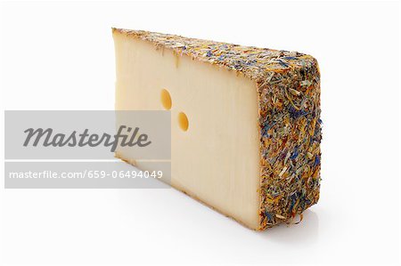 Hard cheese with meadow flowers